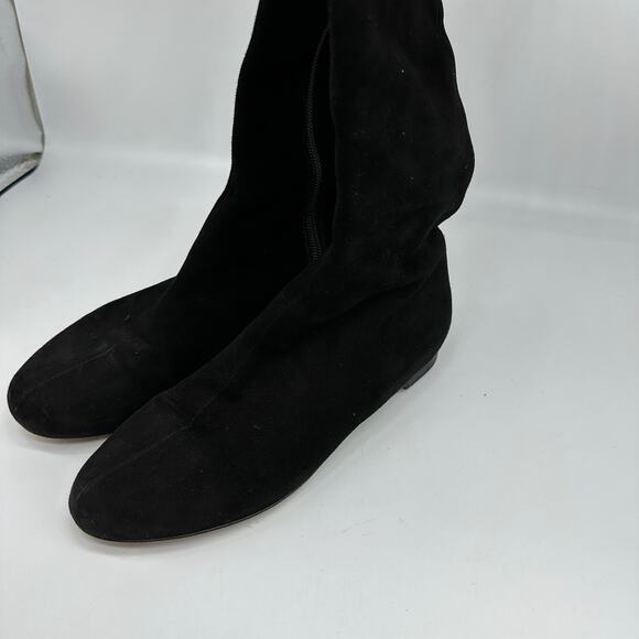 Valentino Garavani Womens Black Suede Over The Knee Flat Riding Boots EU 36.5 - Picture 7 of 15